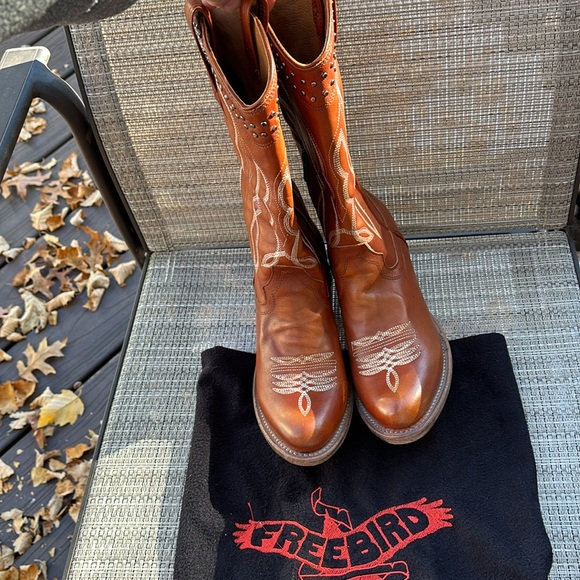 Freebird by Steven Shoes - FREEBIRD LADIES BROWN COWBOY ZION BOOTS & DUST BAG-7-EUC